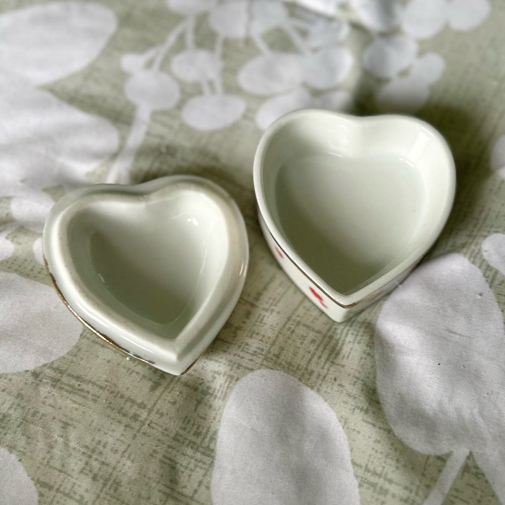 VTG Mini Porcelain Heart Shaped Trinket I Love You Dainty Chic Collectible Box - Picture 7 of 10